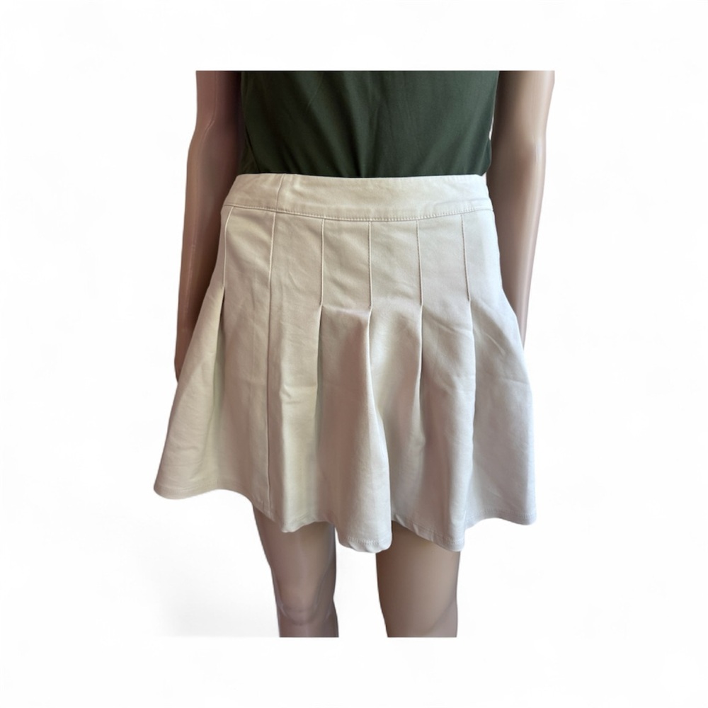 Marble Cream Pleated Skirt Size M | Flowy A-Line Classic Chic - Picture 2 of 6